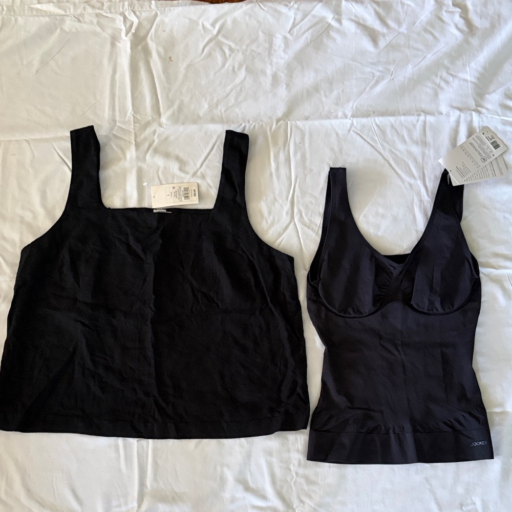 A New Day Women's Black Square-Neck Tank & Jockey Supportive Camisole. Large,NWT